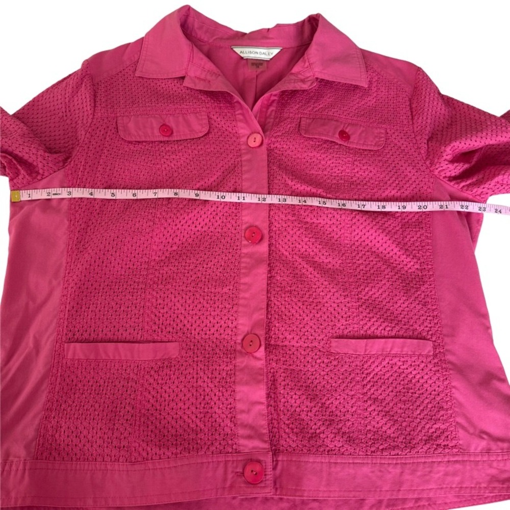 ALLISON DALEY Pink Textured Button Front Jacket Women Size‎ 16 Spring Church - Picture 7 of 15
